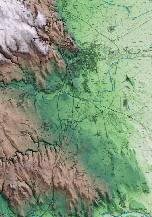 Mapa artístico del relieve de Santa Llogaia d'Àlguema, al Alt Empordà, con 15 km de entorno y base topográfica ICGC