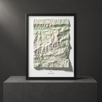 Mapa de relieve de Santa Magdalena de Cambrils, 1547 m, Osona · Ripollès, lámina 100 Cims de Trobart. Presentación enmarcada. 30 × 40 cm.