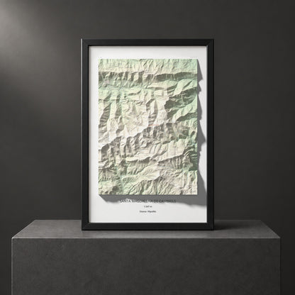 Mapa de relieve de Santa Magdalena de Cambrils, 1547 m, Osona · Ripollès, lámina 100 Cims de Trobart. Presentación enmarcada. 61 × 91 cm.