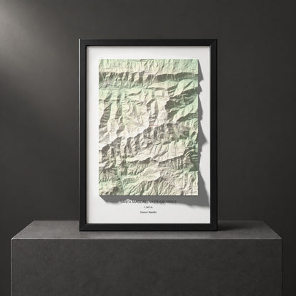 Mapa de relieve de Santa Magdalena de Cambrils, 1547 m, Osona · Ripollès, lámina 100 Cims de Trobart. Presentación enmarcada. 70 × 100 cm.