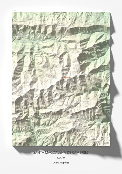 Mapa de relieve de Santa Magdalena de Cambrils, 1547 m, Osona · Ripollès, lámina 100 Cims de Trobart 70 × 100 cm.