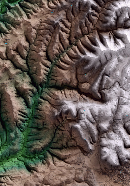 Mapa artístico del relieve de Santa Maria d'Oló, al Moianès, con 15 km de entorno y base topográfica ICGC. Detalle de la zona inferior derecha.