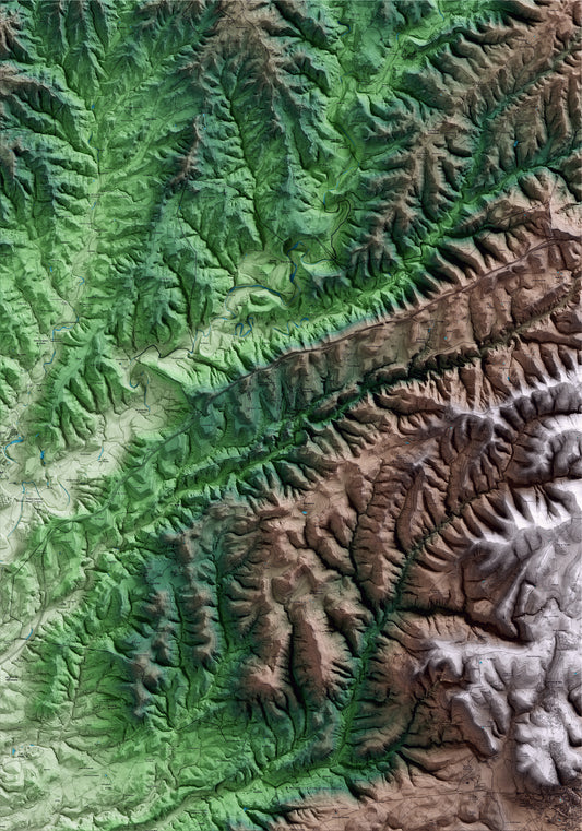 Mapa artístico del relieve de Santa Maria d'Oló, al Moianès, con 15 km de entorno y base topográfica ICGC