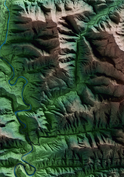 Mapa artístico del relieve de Santa Maria de Besora, a Osona, con 15 km de entorno y base topográfica ICGC. Detalle de la zona superior izquierda.