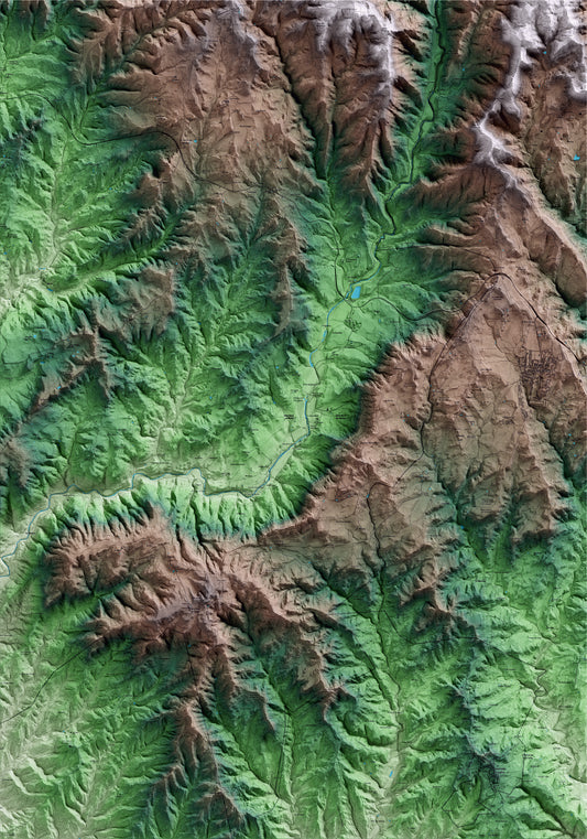 Mapa artístico del relieve de Santa Maria de Merlès, al Berguedà, con 15 km de entorno y base topográfica ICGC