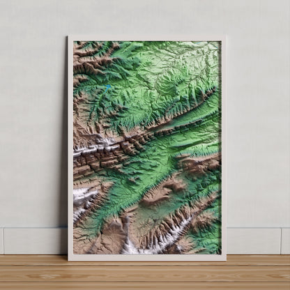 Mapa artístico del relieve de Santa Maria de Miralles, al Anoia, con 15 km de entorno y base topográfica ICGC. Presentación enmarcada.
