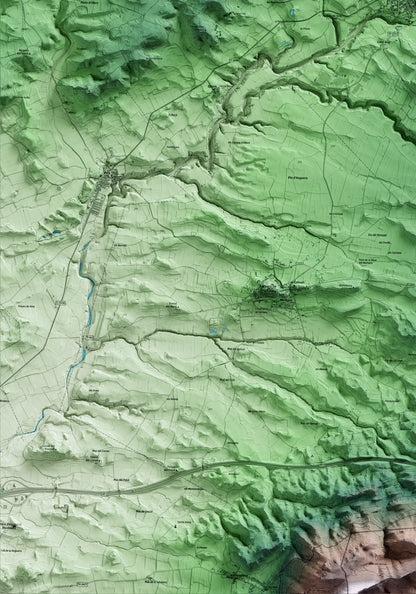 Mapa artístico del relieve de Sarral, a la Conca de Barberà, con 15 km de entorno y base topográfica ICGC. Detalle de la zona inferior izquierda.