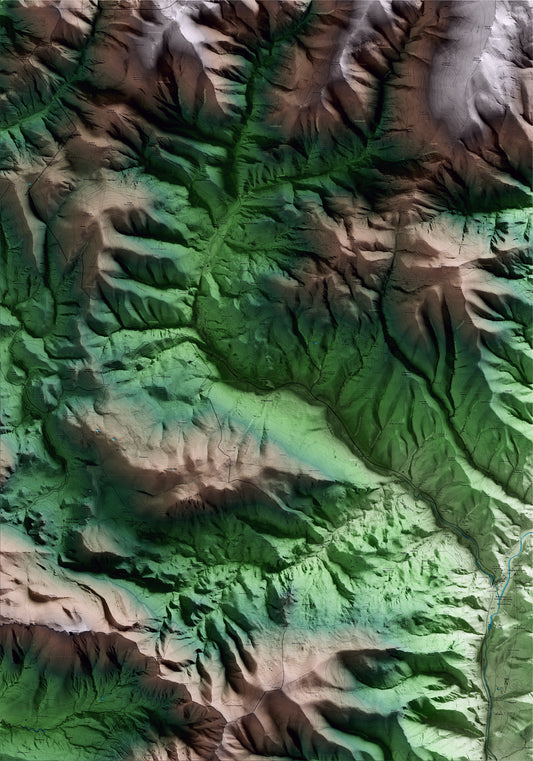 Mapa artístico del relieve de Sarroca de Bellera, al Pallars Jussà, con 15 km de entorno y base topográfica ICGC