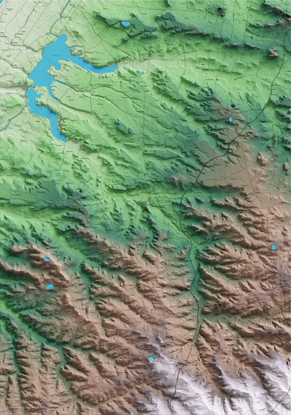 Mapa artístico del relieve de Sarroca de Lleida, al Segrià, con 15 km de entorno y base topográfica ICGC