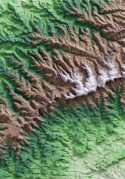 Mapa artístico del relieve de Senan, a la Conca de Barberà, con 15 km de entorno y base topográfica ICGC