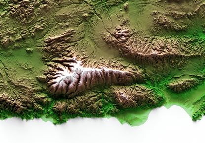 SIERRA NEVADA. Mapa de relieve clásico.