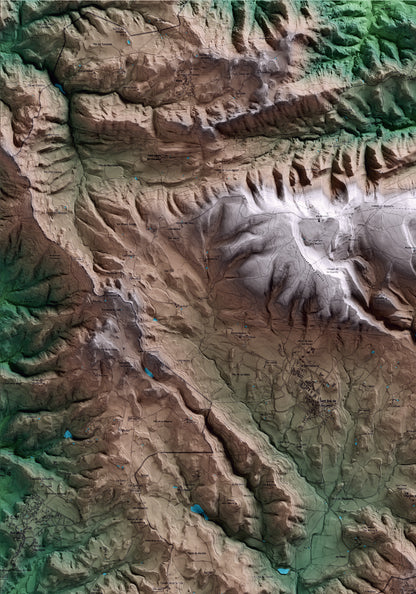 Mapa artístico del relieve de Sobremunt, al Lluçanès, con 15 km de entorno y base topográfica ICGC. Detalle de la zona superior izquierda.