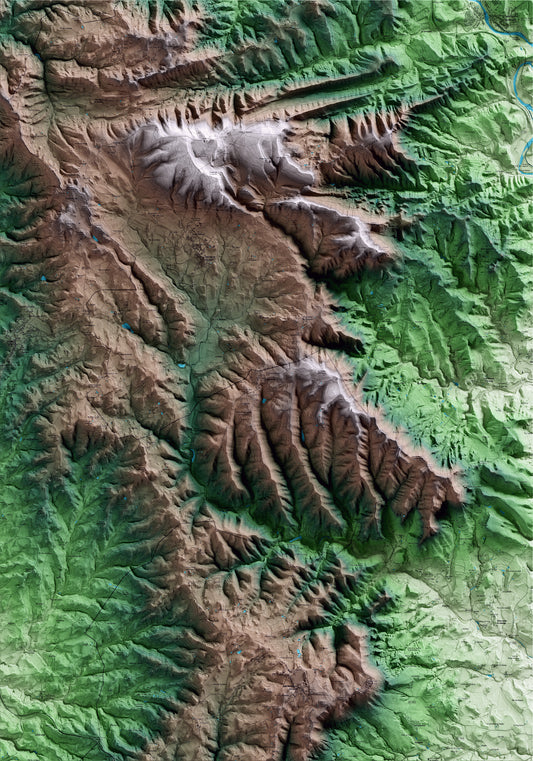 Mapa artístico del relieve de Sobremunt, al Lluçanès, con 15 km de entorno y base topográfica ICGC