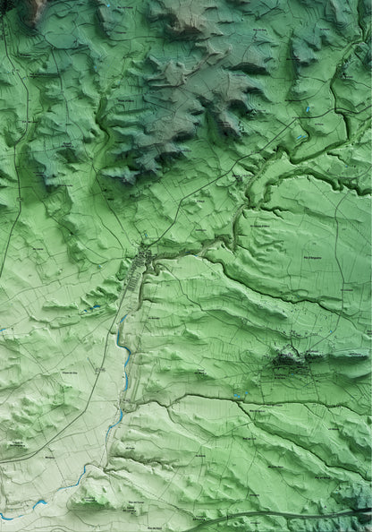 Mapa artístico del relieve de Solivella, a la Conca de Barberà, con 15 km de entorno y base topográfica ICGC. Detalle de la zona inferior derecha.