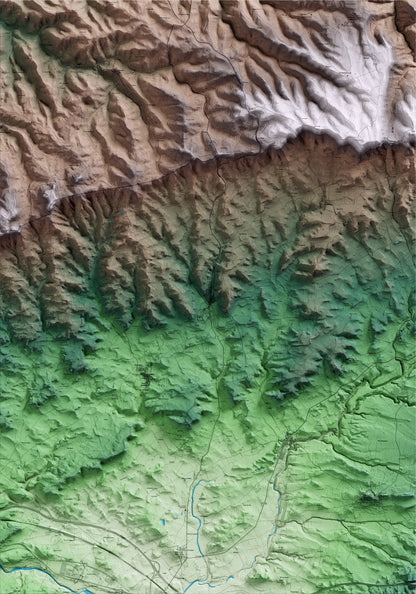 Mapa artístico del relieve de Solivella, a la Conca de Barberà, con 15 km de entorno y base topográfica ICGC