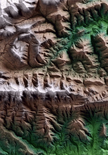 Mapa artístico del relieve de Sora, a Osona, con 15 km de entorno y base topográfica ICGC. Detalle de la zona superior izquierda.
