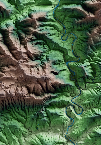 Mapa artístico del relieve de Sora, a Osona, con 15 km de entorno y base topográfica ICGC. Detalle de la zona superior derecha.