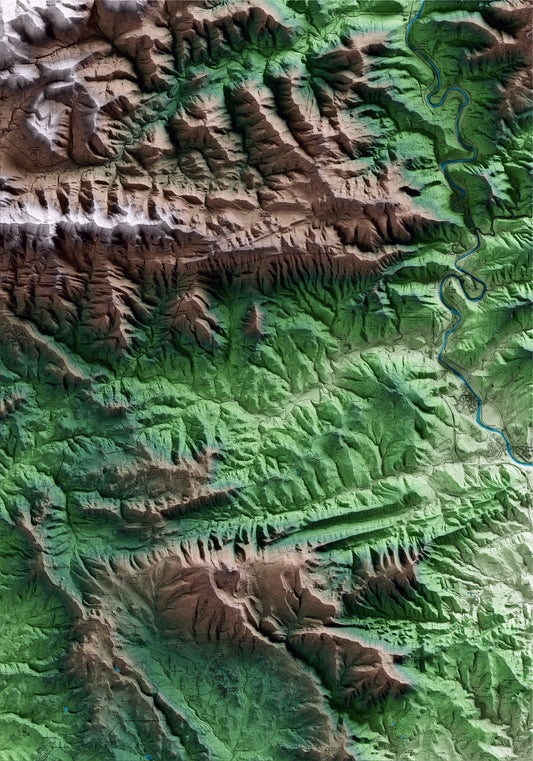 Mapa artístico del relieve de Sora, a Osona, con 15 km de entorno y base topográfica ICGC