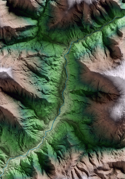 Mapa artístico del relieve de Sort, al Pallars Sobirà, con 15 km de entorno y base topográfica ICGC