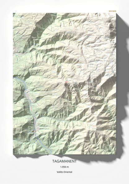 Mapa de relieve de Tagamanent, 1056 m, Vallès Oriental, lámina 100 Cims de Trobart 70 × 100 cm.