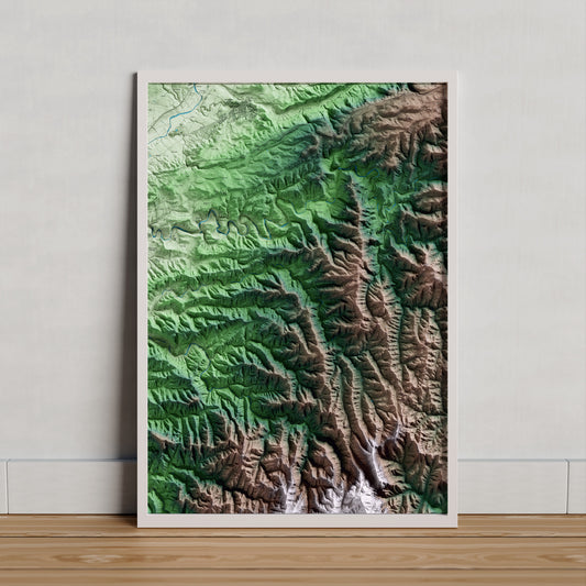 Mapa artístico del relieve de Talamanca, al Bages, con 15 km de entorno y base topográfica ICGC. Presentación enmarcada.