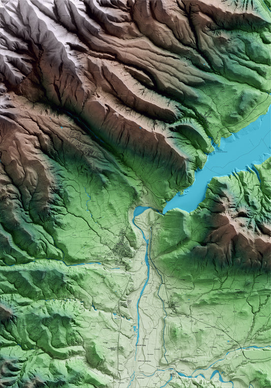Mapa artístico del relieve de Talarn, al Pallars Jussà, con 15 km de entorno y base topográfica ICGC
