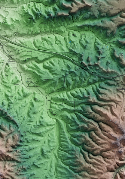 Mapa artístico del relieve de Talavera, a la Segarra, con 15 km de entorno y base topográfica ICGC. Detalle de la zona superior derecha.