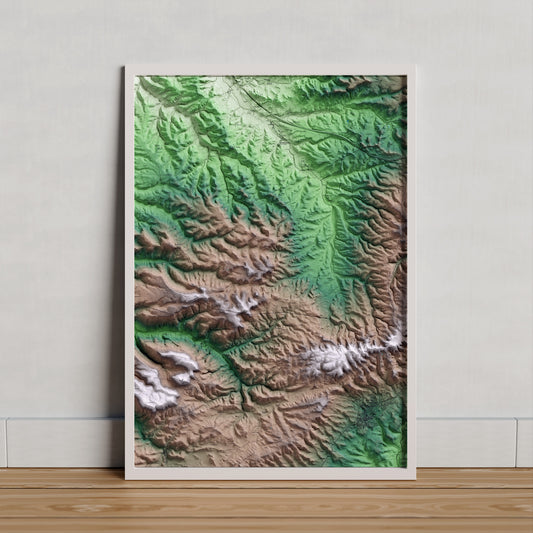 Mapa artístico del relieve de Talavera, a la Segarra, con 15 km de entorno y base topográfica ICGC. Presentación enmarcada.