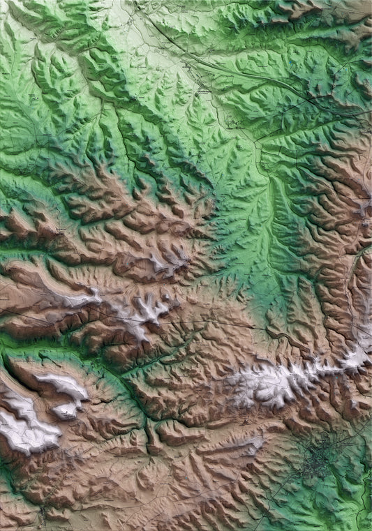 Mapa artístico del relieve de Talavera, a la Segarra, con 15 km de entorno y base topográfica ICGC
