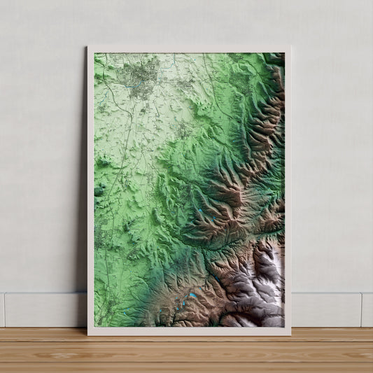 Mapa artístico del relieve de Taradell, a Osona, con 15 km de entorno y base topográfica ICGC. Presentación enmarcada.