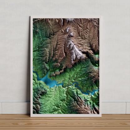 Mapa artístico del relieve de Tavertet, a Osona, con 15 km de entorno y base topográfica ICGC. Presentación enmarcada.