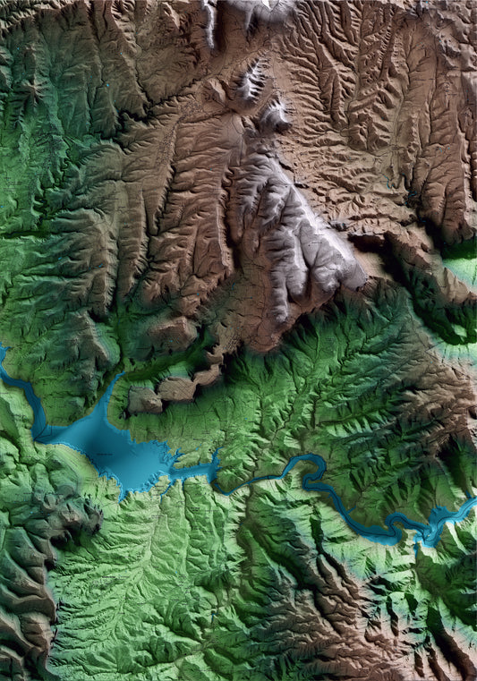 Mapa artístico del relieve de Tavertet, a Osona, con 15 km de entorno y base topográfica ICGC