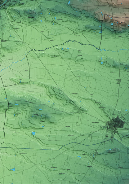 Mapa artístico del relieve de Térmens, a la Noguera, con 15 km de entorno y base topográfica ICGC. Detalle de la zona inferior derecha.