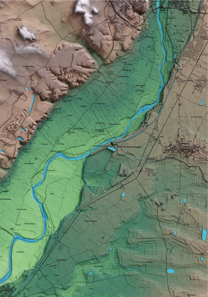 Mapa artístico del relieve de Térmens, a la Noguera, con 15 km de entorno y base topográfica ICGC. Detalle de la zona superior derecha.