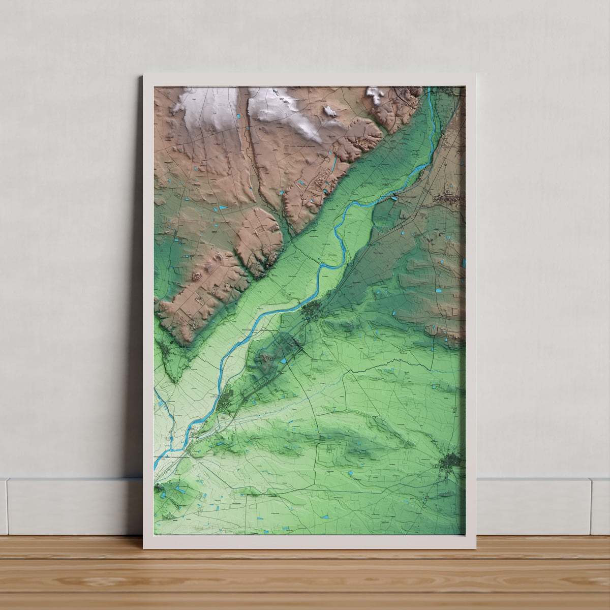 Mapa artístico del relieve de Térmens, a la Noguera, con 15 km de entorno y base topográfica ICGC. Presentación enmarcada.