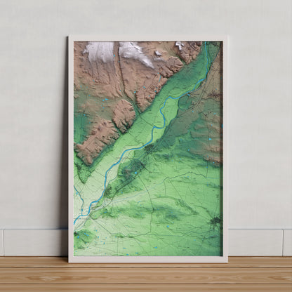 Mapa artístico del relieve de Térmens, a la Noguera, con 15 km de entorno y base topográfica ICGC. Presentación enmarcada.