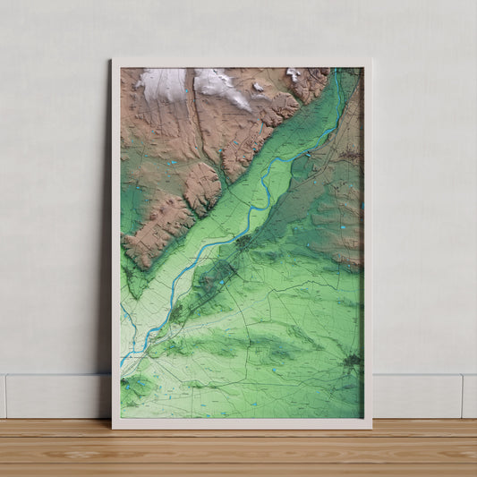 Mapa artístico del relieve de Térmens, a la Noguera, con 15 km de entorno y base topográfica ICGC. Presentación enmarcada.