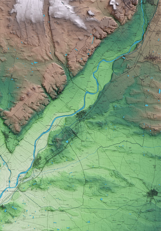 Mapa artístico del relieve de Térmens, a la Noguera, con 15 km de entorno y base topográfica ICGC