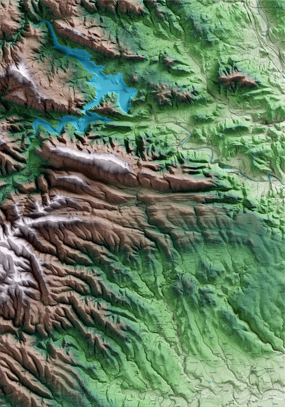 Mapa artístico del relieve de Terrades, al Alt Empordà, con 15 km de entorno y base topográfica ICGC