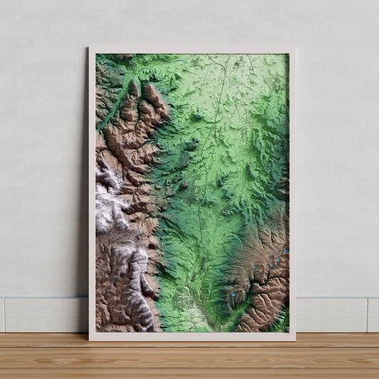 Mapa artístico del relieve de Tona, a Osona, con 15 km de entorno y base topográfica ICGC. Presentación enmarcada.