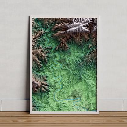 Mapa artístico del relieve de Torelló, a Osona, con 15 km de entorno y base topográfica ICGC. Presentación enmarcada.