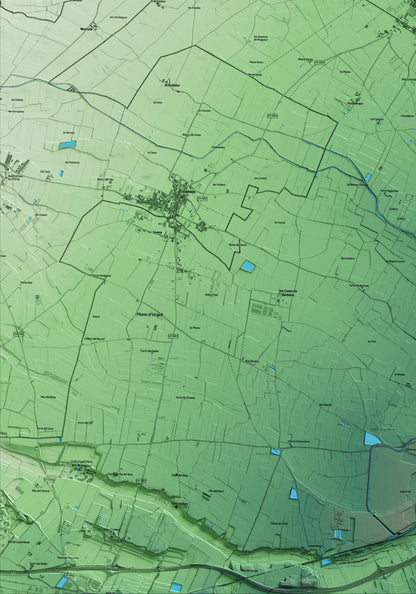 Mapa artístico del relieve de Tornabous, al Urgell, con 15 km de entorno y base topográfica ICGC. Detalle de la zona inferior izquierda.