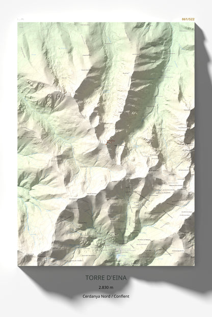 Mapa de relieve de Torre d'Eina, 2830 m, Cerdanya Nord · Conflent, lámina 100 Cims de Trobart 61 × 91 cm.