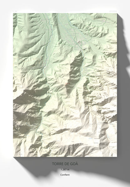 Mapa de relieve de Torre de Goà, 1267 m, Conflent, lámina 100 Cims de Trobart 70 × 100 cm.