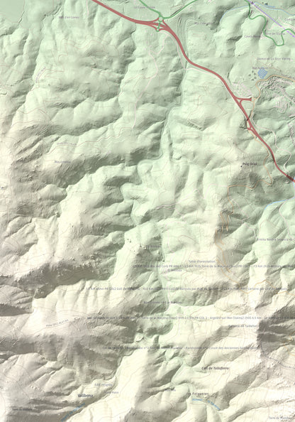 Mapa de relieve de Torre de Madeloc, 656 m, Rosselló, lámina 100 Cims de Trobart. Detalle de la zona superior izquierda. 70 × 100 cm.