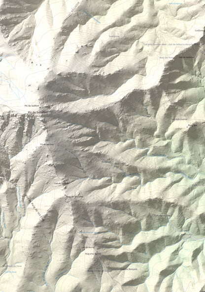 Mapa de relieve de Torre de Madeloc, 656 m, Rosselló, lámina 100 Cims de Trobart. Detalle de la zona inferior izquierda. 70 × 100 cm.
