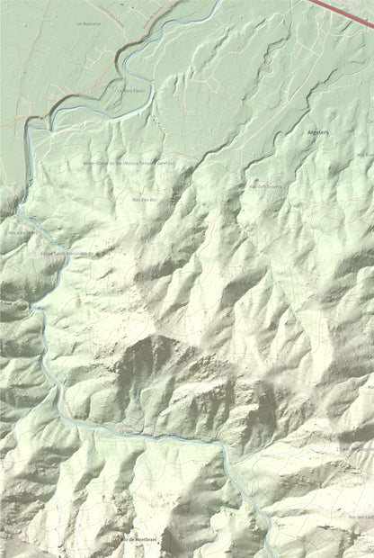 Mapa de relieve de Torre de la Maçana, 794 m, Rosselló, lámina 100 Cims de Trobart. Detalle de la zona superior izquierda. 61 × 91 cm.