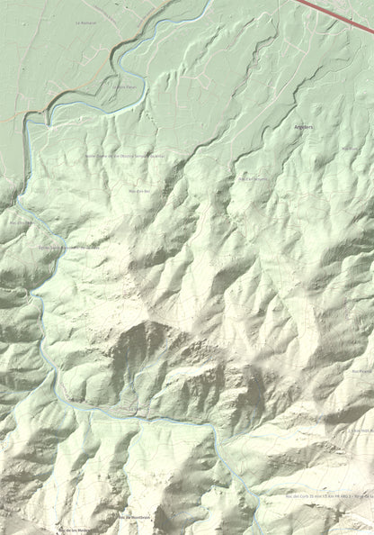 Mapa de relieve de Torre de la Maçana, 794 m, Rosselló, lámina 100 Cims de Trobart. Detalle de la zona superior izquierda. 70 × 100 cm.