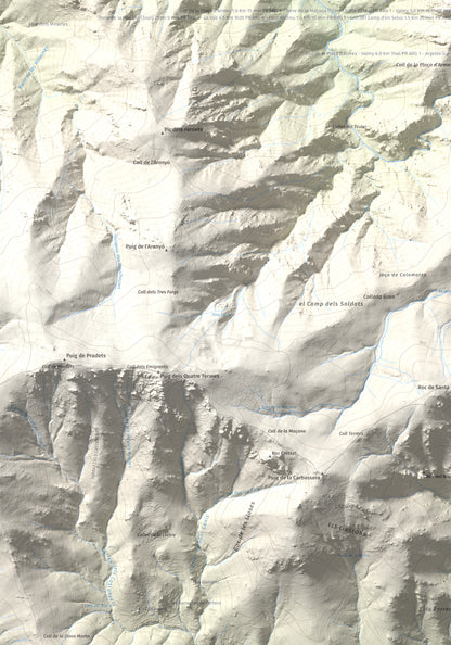 Mapa de relieve de Torre de la Maçana, 794 m, Rosselló, lámina 100 Cims de Trobart. Detalle de la zona inferior izquierda. 70 × 100 cm.