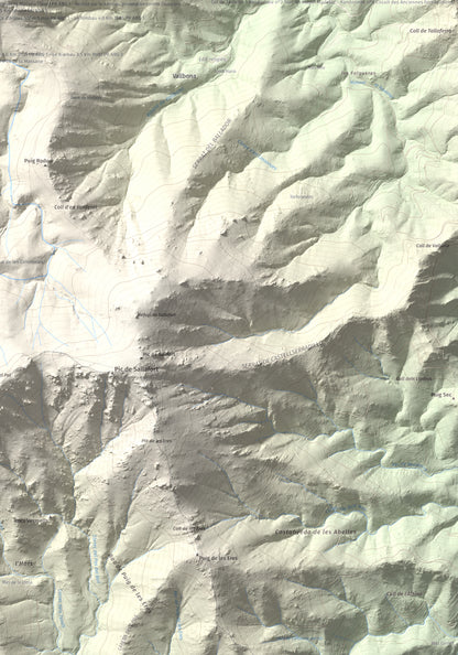 Mapa de relieve de Torre de la Maçana, 794 m, Rosselló, lámina 100 Cims de Trobart. Detalle de la zona inferior derecha. 70 × 100 cm.